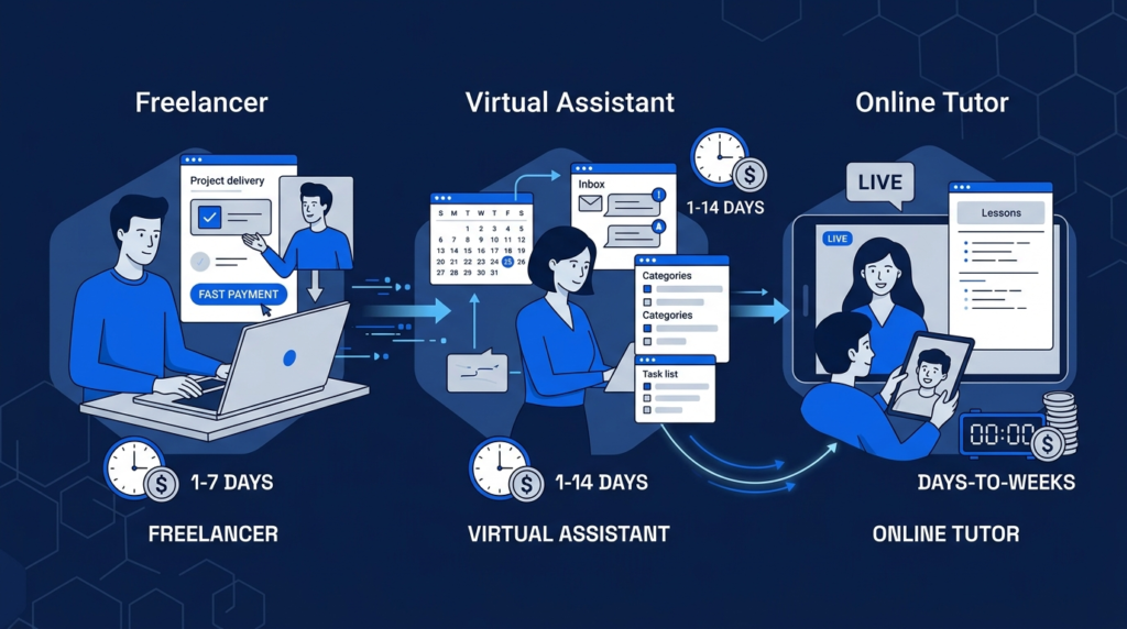 Fast ways to make money online from home using existing skills — freelancing, virtual assistance, and online tutoring that pay within days to weeks