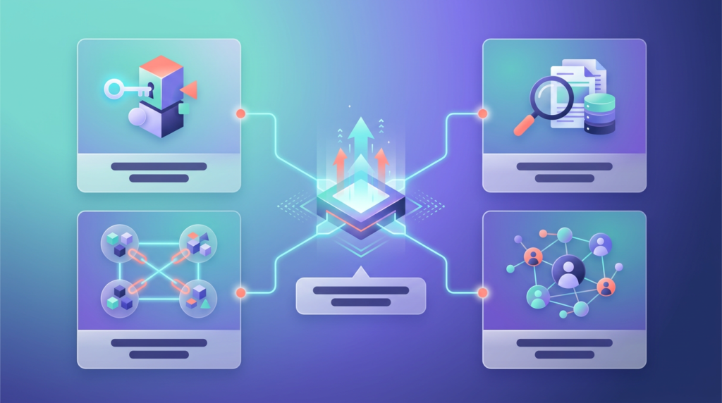 Four channel tiles for product-led growth, SEO and content, account-based marketing, and community, feeding into a central growth hub.