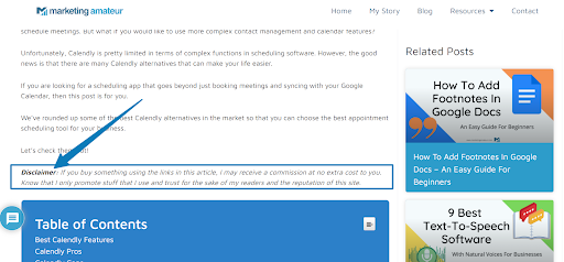 include a disclosure before your affiliate links