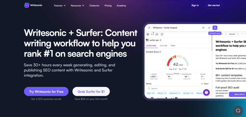 writesonic surfer integraton