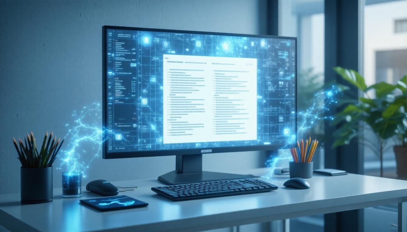 Futuristic AI workspace