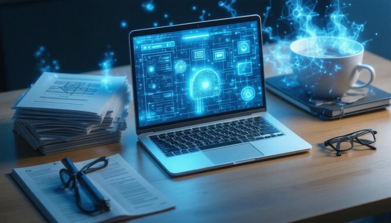 Futuristic writing workspace