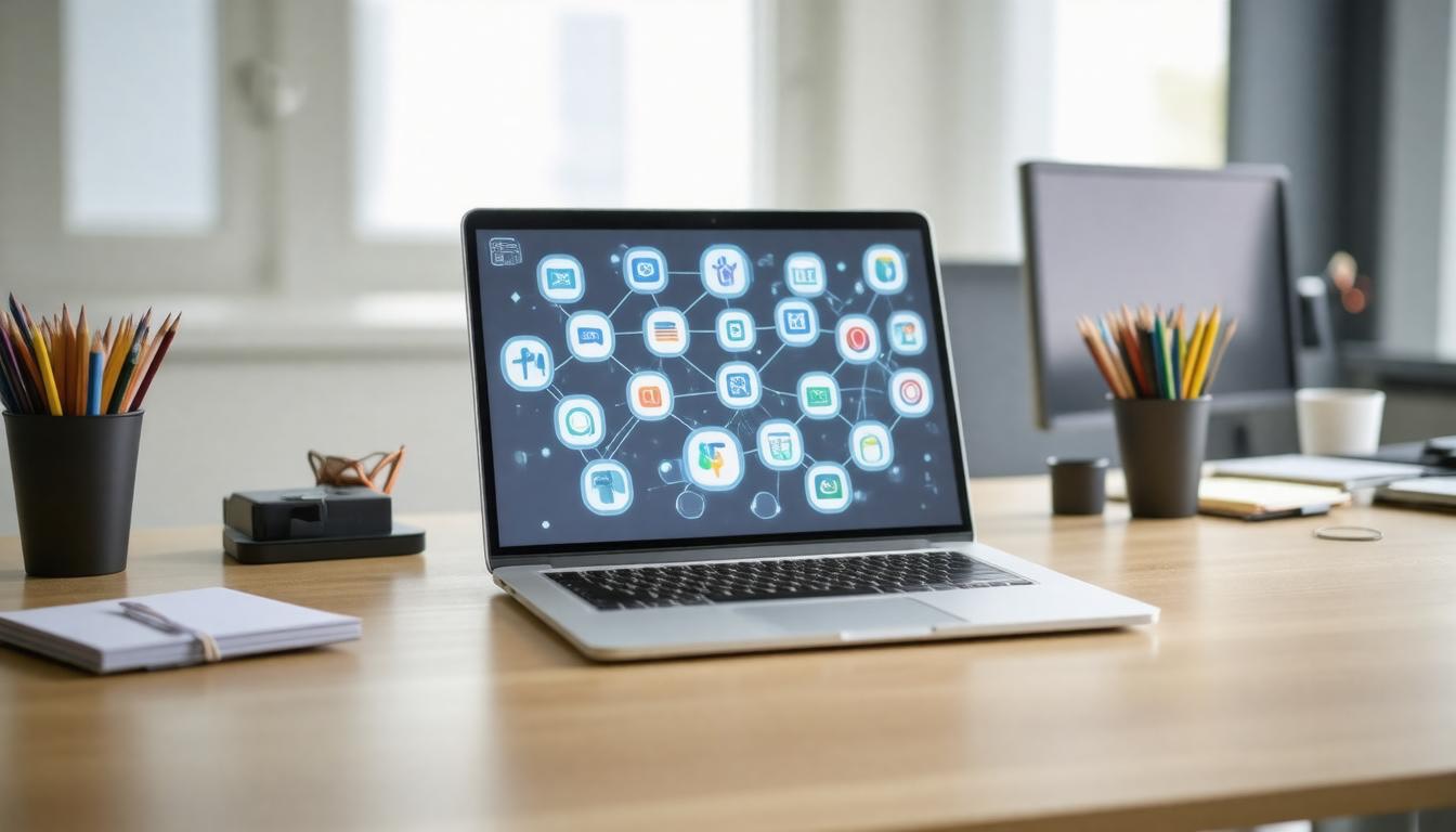 Laptop showing software connections