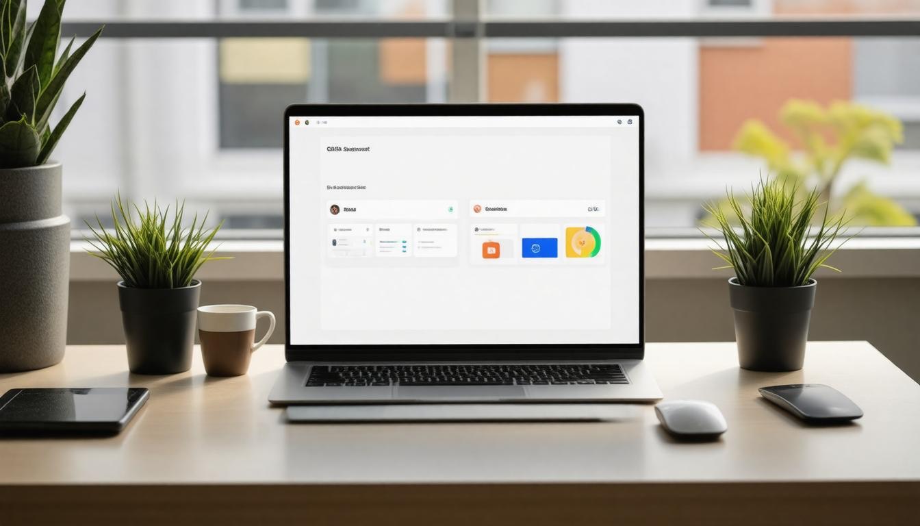 Laptop with CRM tools