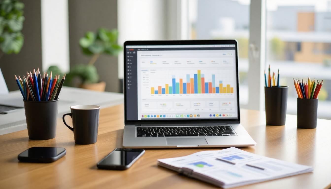 Office desk with laptop