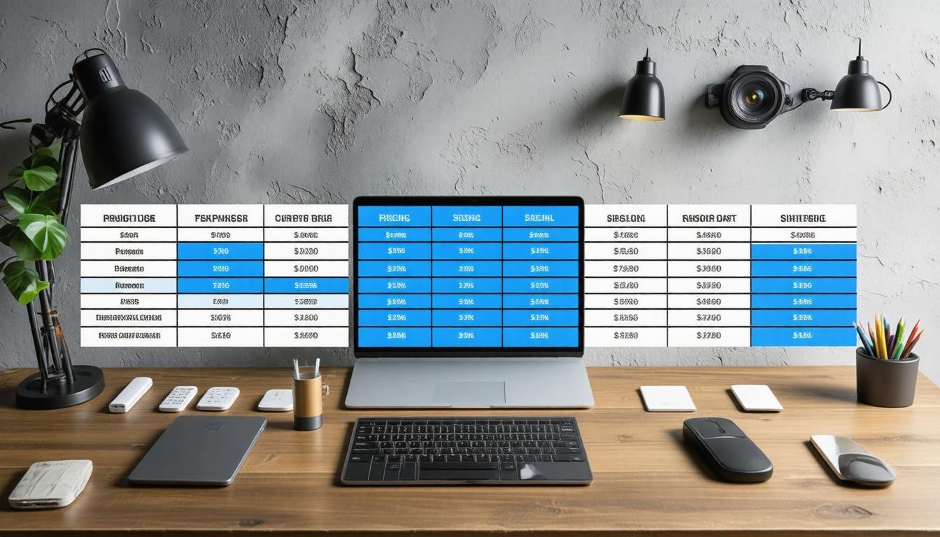 Pricing comparison infographic